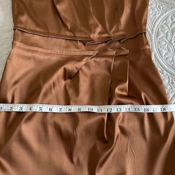 J. CREW SATIN BROWN SLEEVELESS MIDI DRESS size 10P - Picture 10 of 11